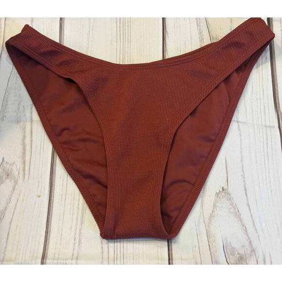 Xhillaration High Leg Scoop Waist Bikini Bottom Brown Clay Women’s XL NWT - Picture 1 of 4